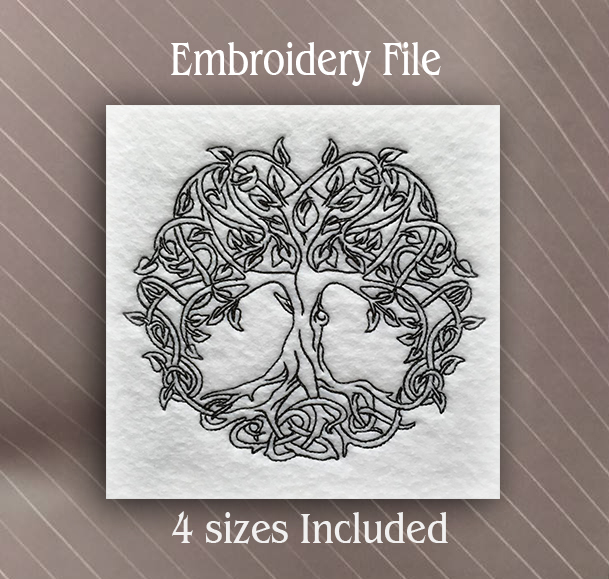 Tree of Life Machine Embroidery Design,Celtic tree Embroidery Design