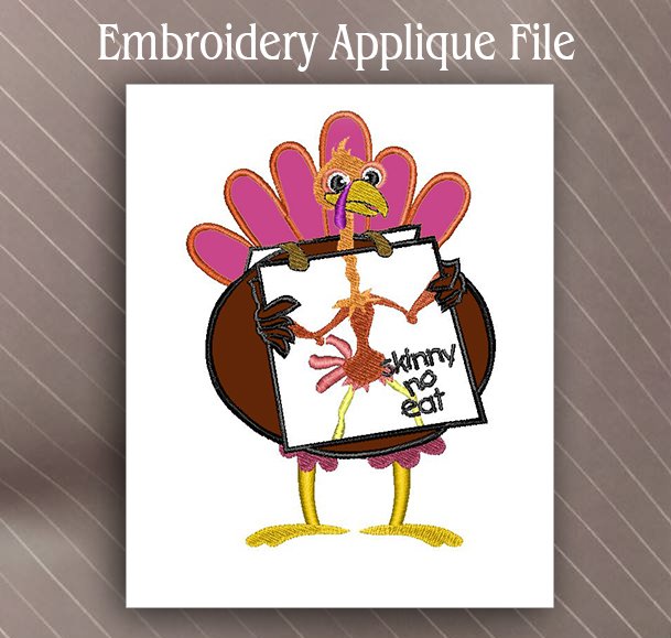 Satin Fluffy Turkey with Name Plate Embroidery Digital Design for Embroidery Machines AAEH
