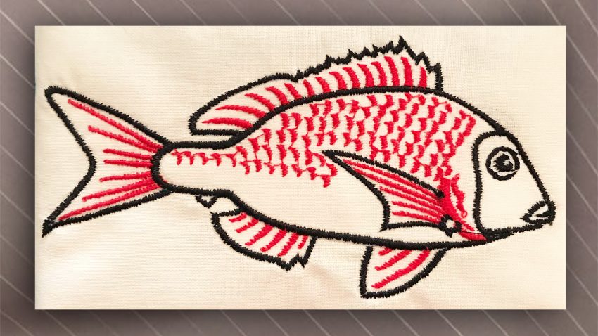red snapper fish embroidery design